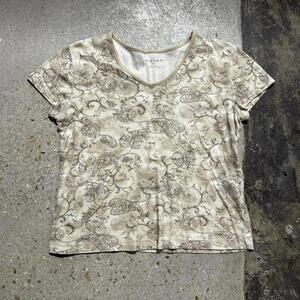 Vintage Y2K women’s Sonoma tan and cream patterned womens baby tee